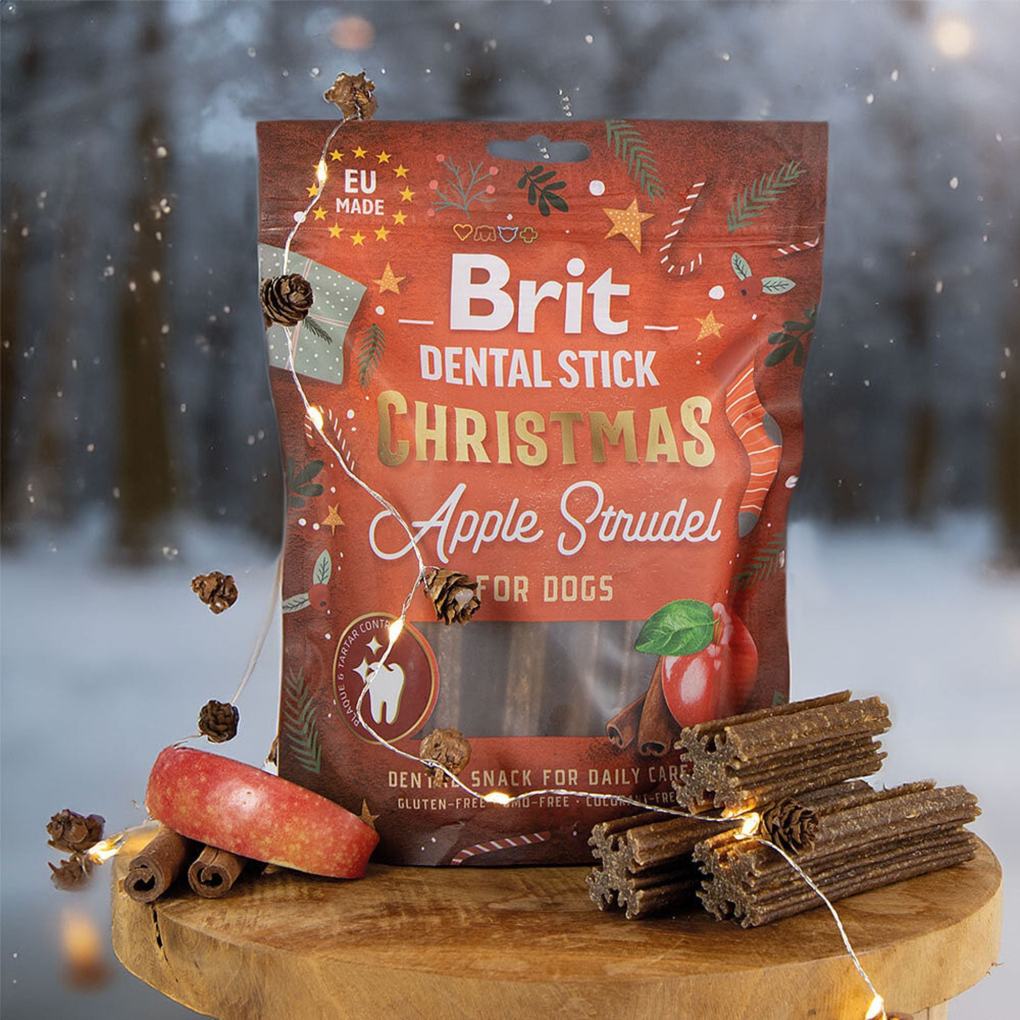 Brit Dental Stick Apfelstrudel - vegane Kaustange mit Apfel und Zimt bei Fairtails