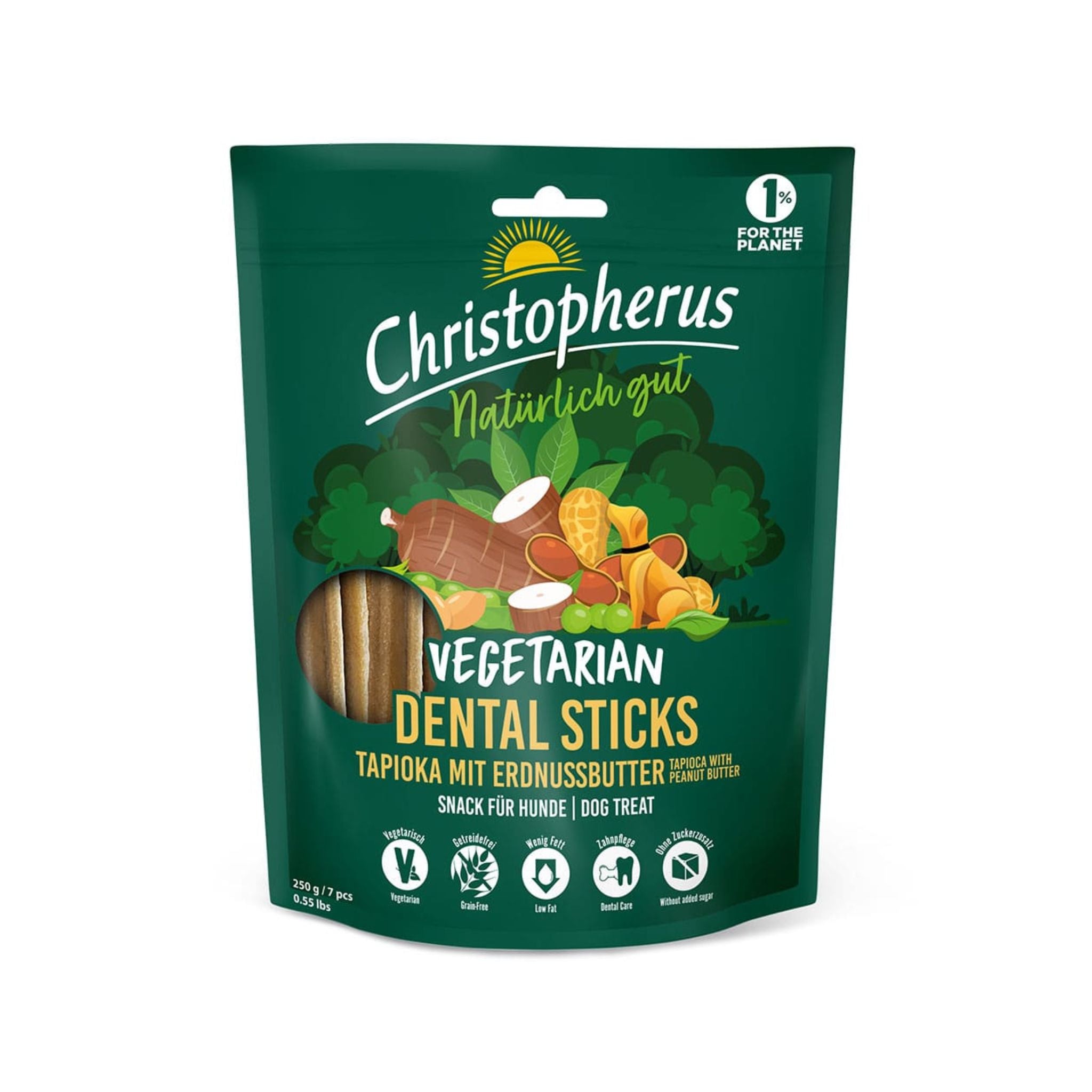 Christopherus Dental Stick - vegane Kaustange mit Tapioka und Erdnussbutter bei Fairtails