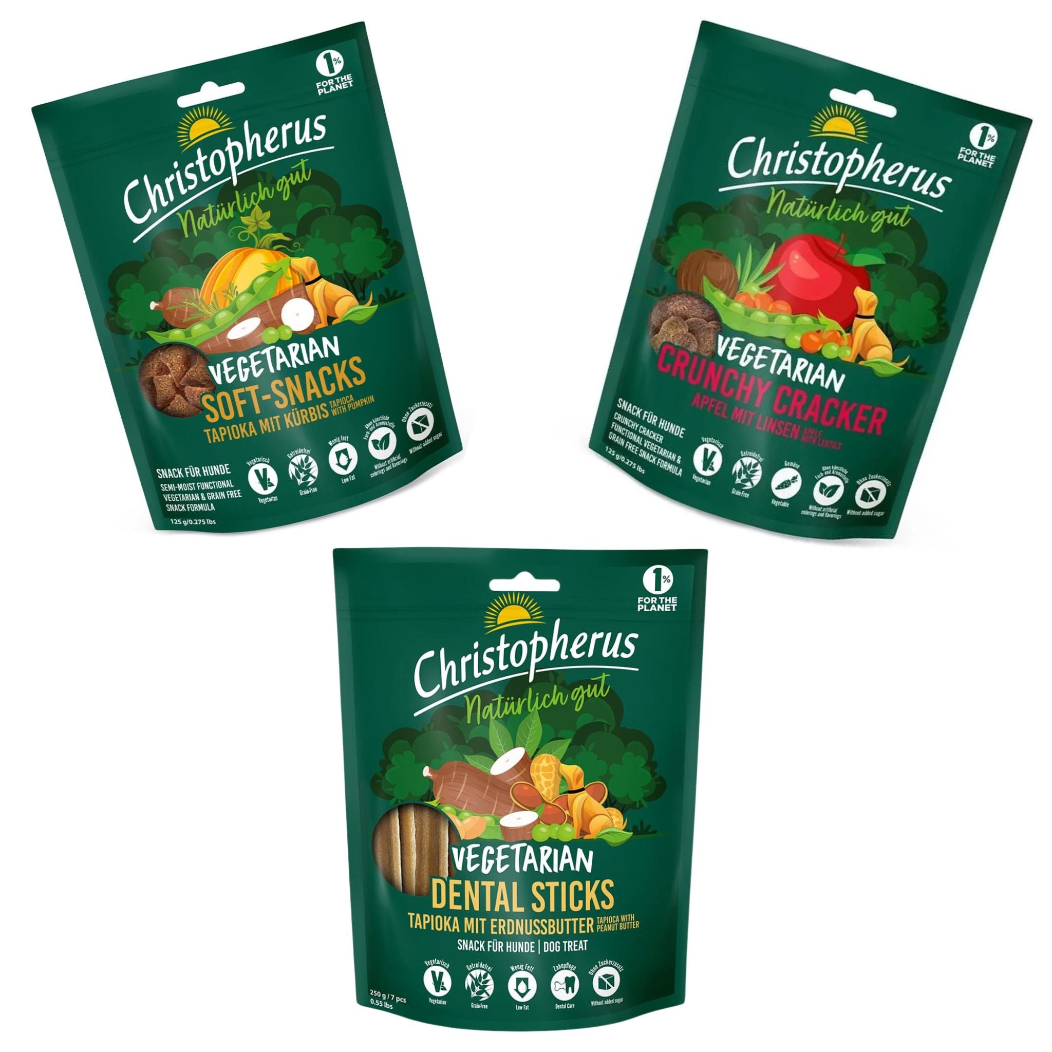 Christopherus Probierpaket - Leckerli und Dental Sticks (3x Packungen)
