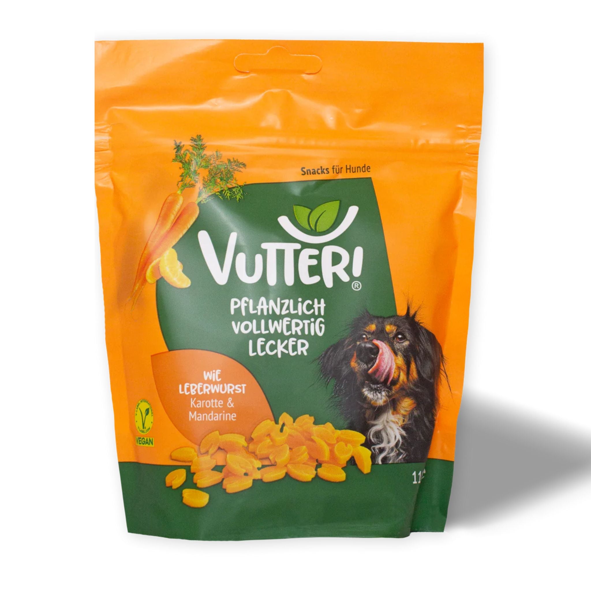 Vutter - vegane Leckerli "wie Leberwurst" mit Mandarine und Karotte bei Fairtails