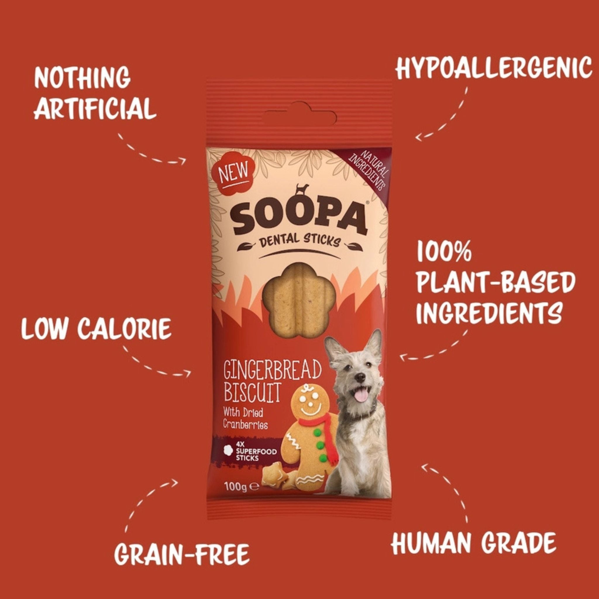 Soopa Gingerbread Biscuit Dental Sticks bei Fairtails