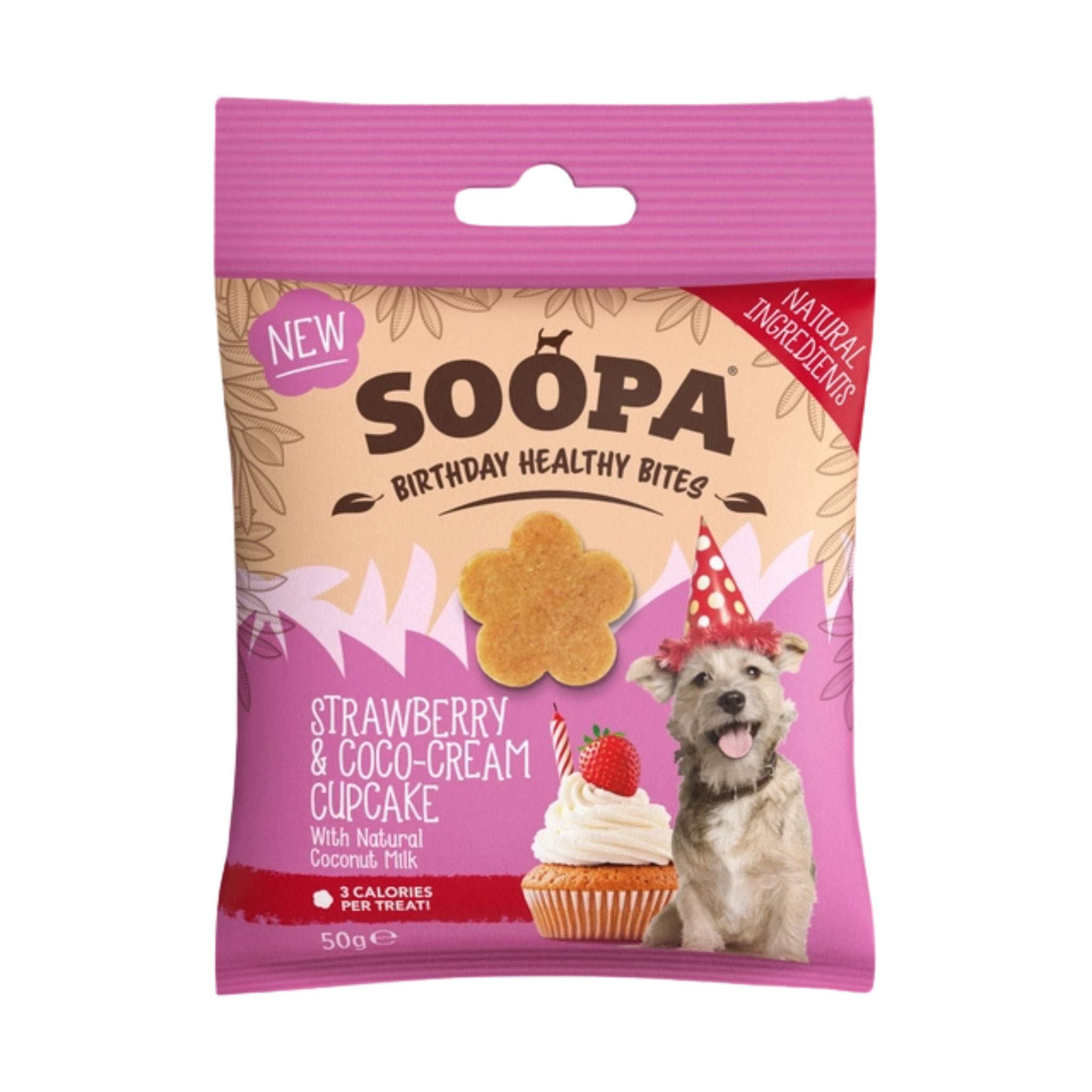 Soopa Pets Healthy Bites - vegane Hundeleckerli mit Kokos und Erdbeere (50g)