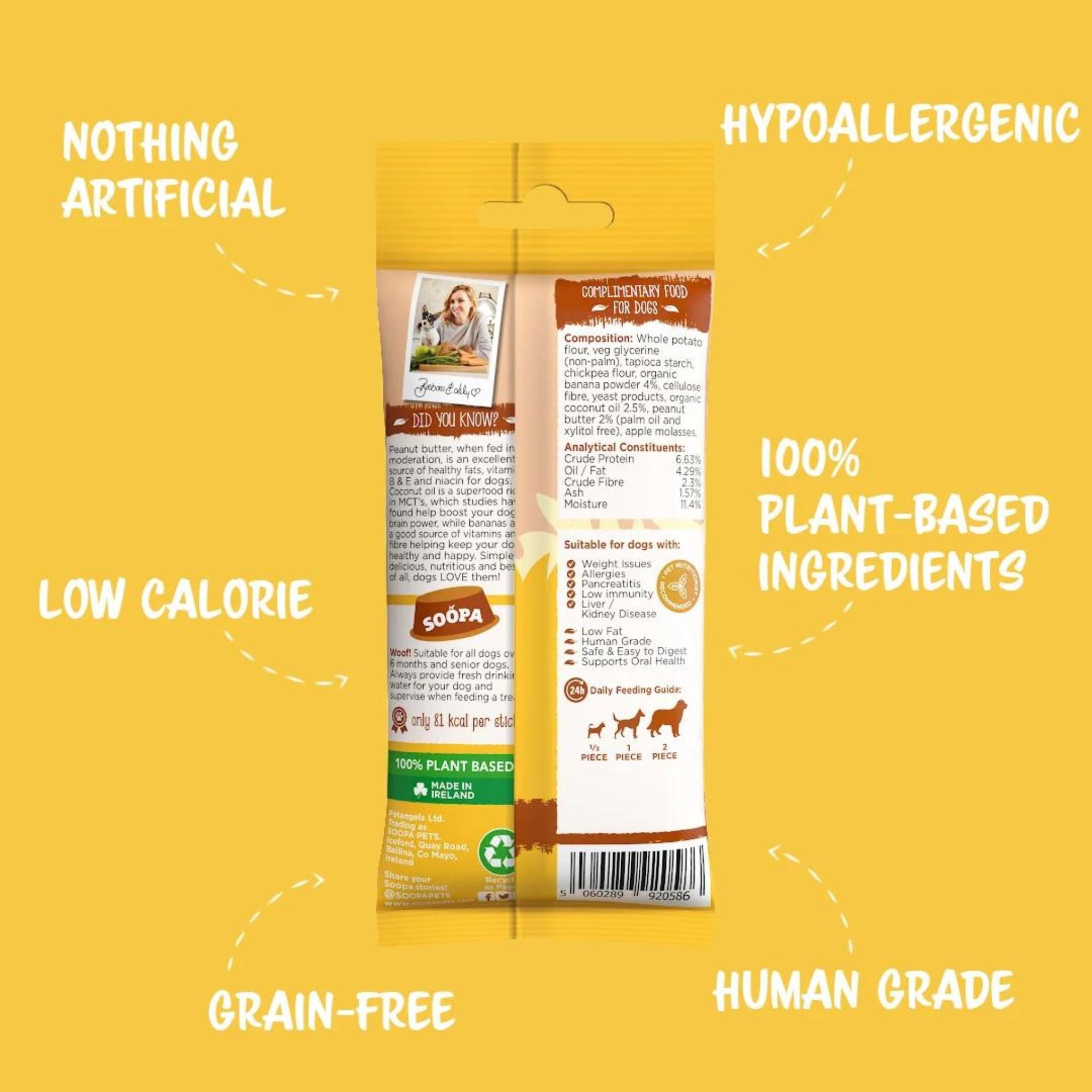 Soopa Pets Dental Sticks Banana & Peanut Butter - vegane Kausticks für Hunde (100g)