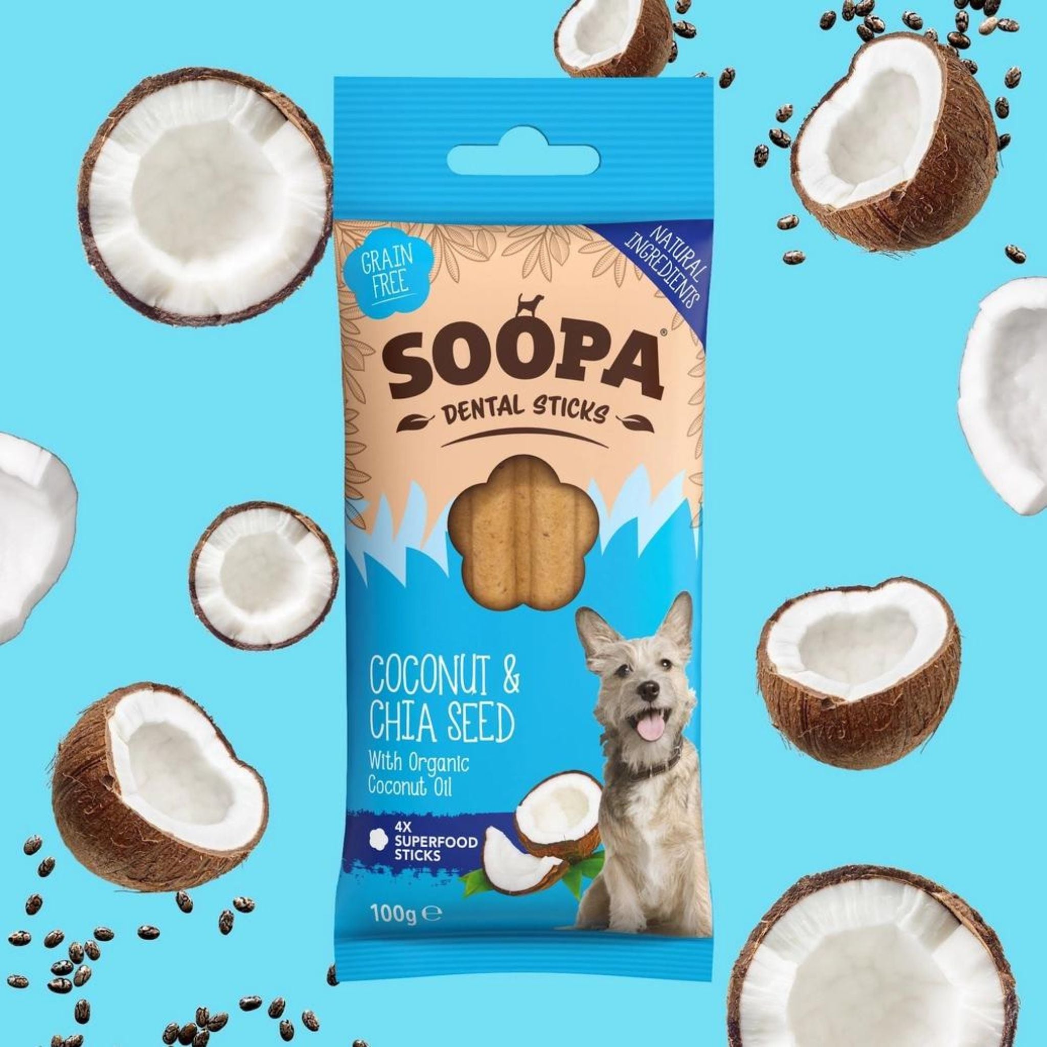 Soopa Pets Dental Sticks Coconut & Chia Seeds (100g)