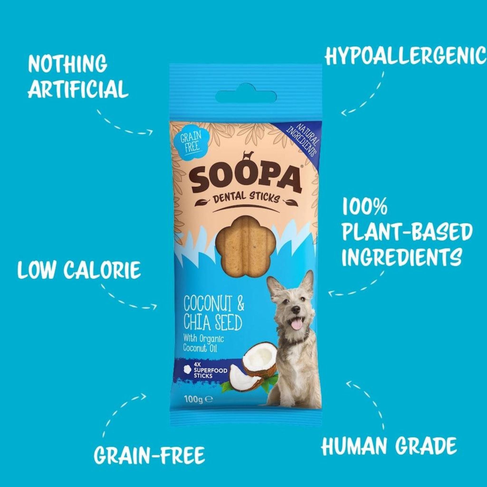 Soopa Pets Dental Sticks Coconut & Chia Seeds (100g)