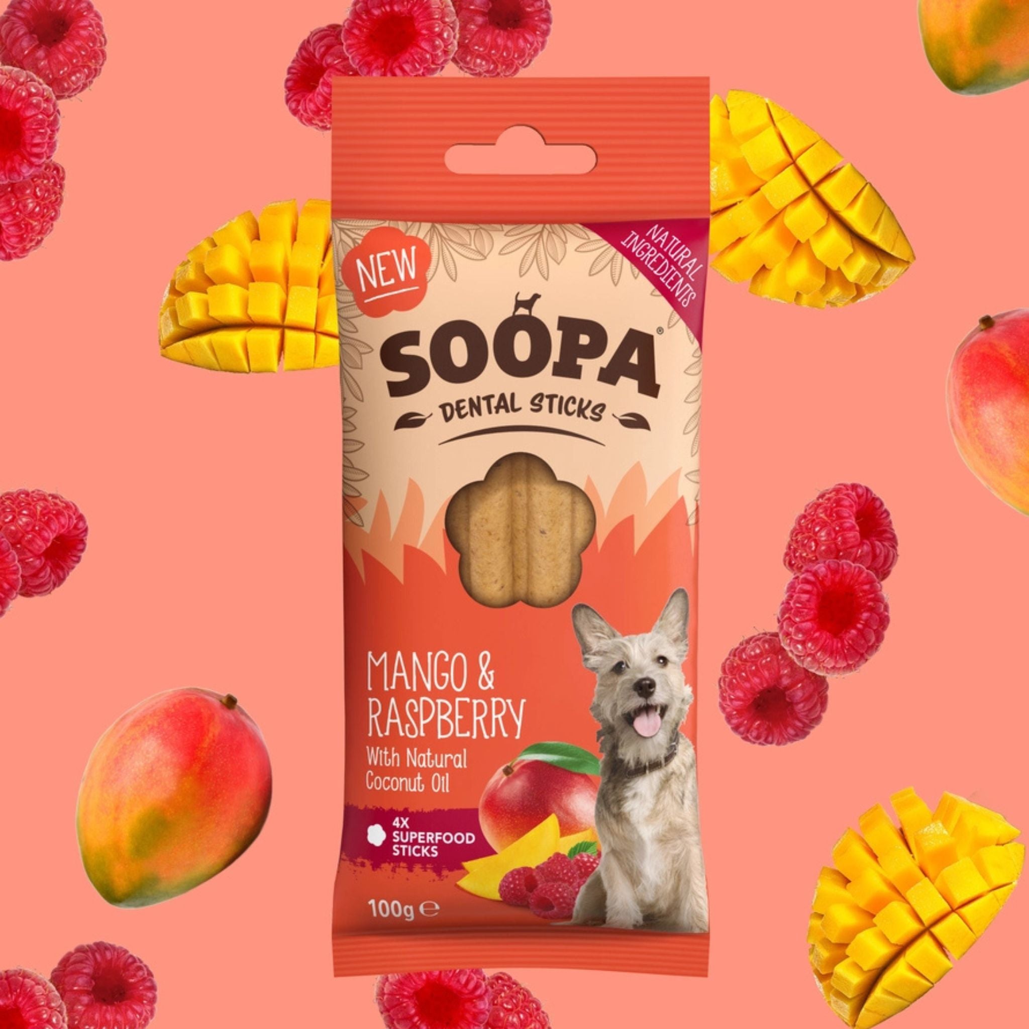 Soopa Pets Dental Sticks  mit Mango und Himbeere bei Fairtails