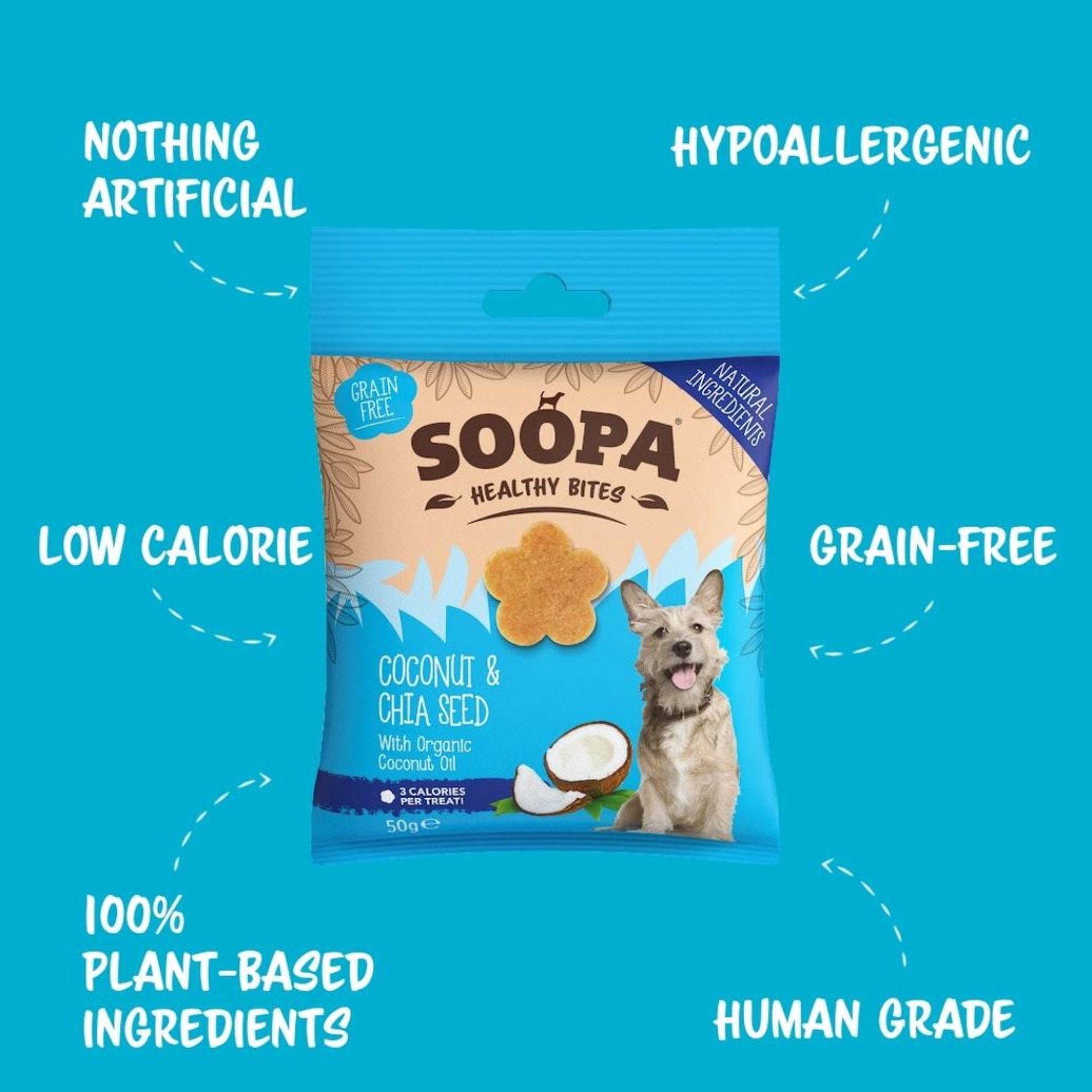 Soopa Pets Healthy Bites - vegane Hundeleckerli mit Coconut & Chia Seed