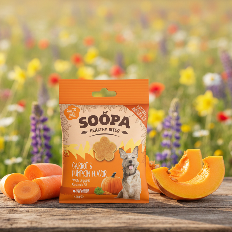 Soopa Pets Healthy Bites - vegane Hundeleckerli mit Kürbis und Karotte