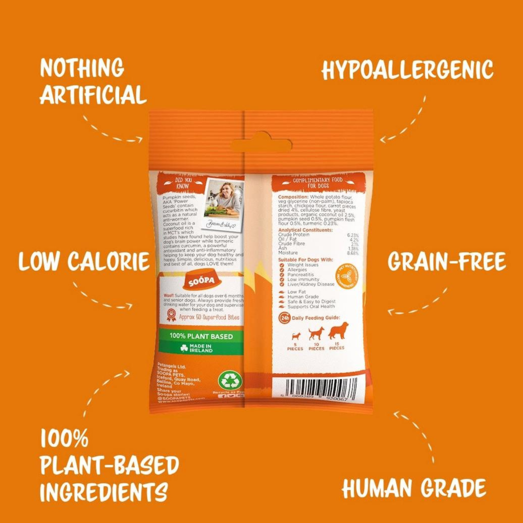 Soopa Pets Healthy Bites - vegane Hundeleckerli mit Kürbis und Karotte (50g)
