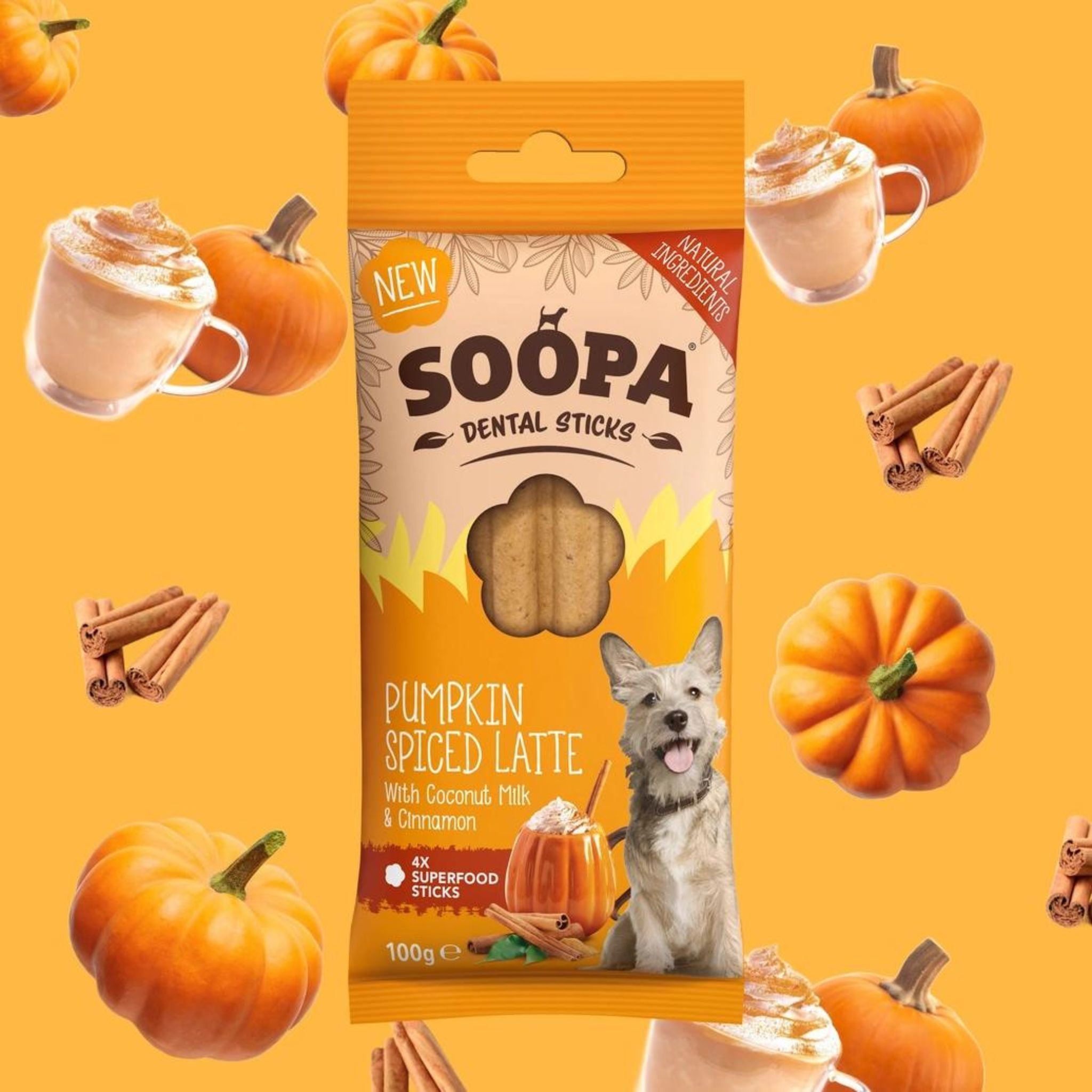 Soopa Pumpkin Spiced Latte Dental Sticks - limited Edition (100g)