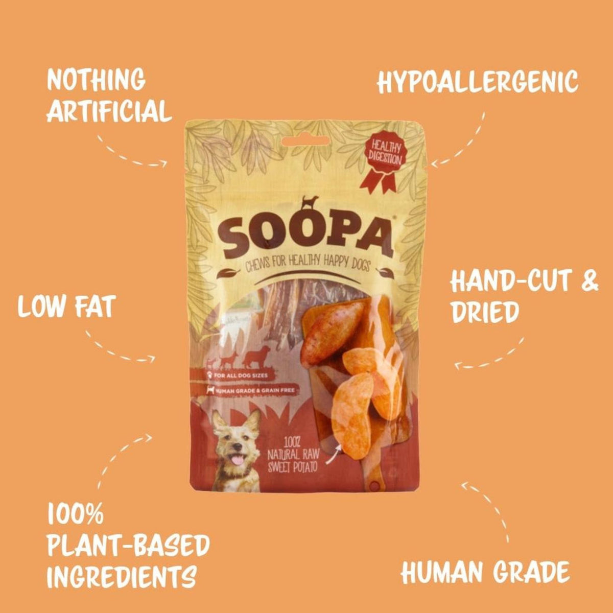 Soopa Süßkartoffel Streifen - vegane Hundeleckerli bei Fairtails