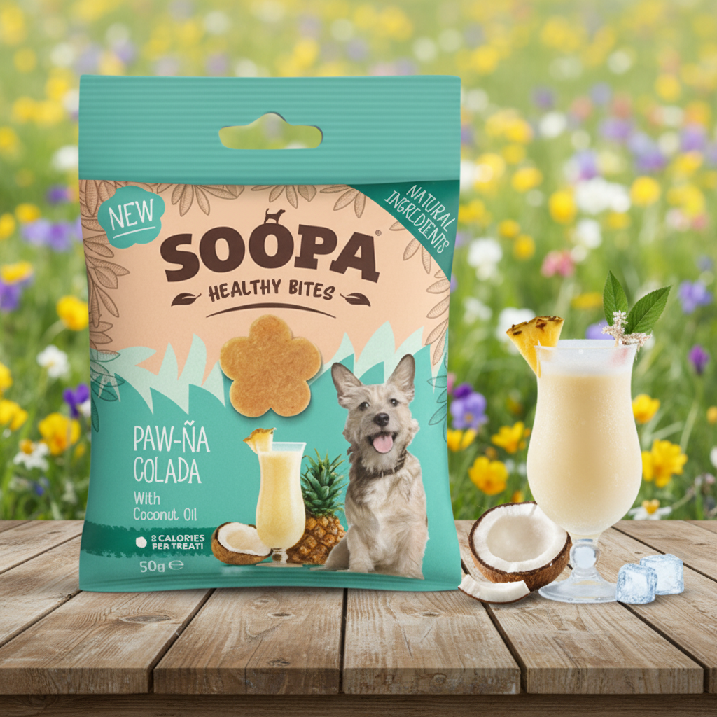 Soopa Pets Paw-Na Colada Healthy Bites - vegane Hundeleckerli mit Ananas und Kokos (50g)