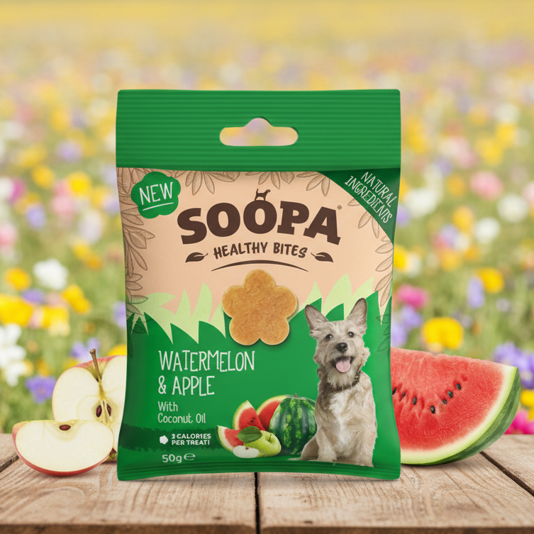 Soopa Pets Healthy Bites - vegane Hundeleckerli mit Wassermelone und Apfel (50g)