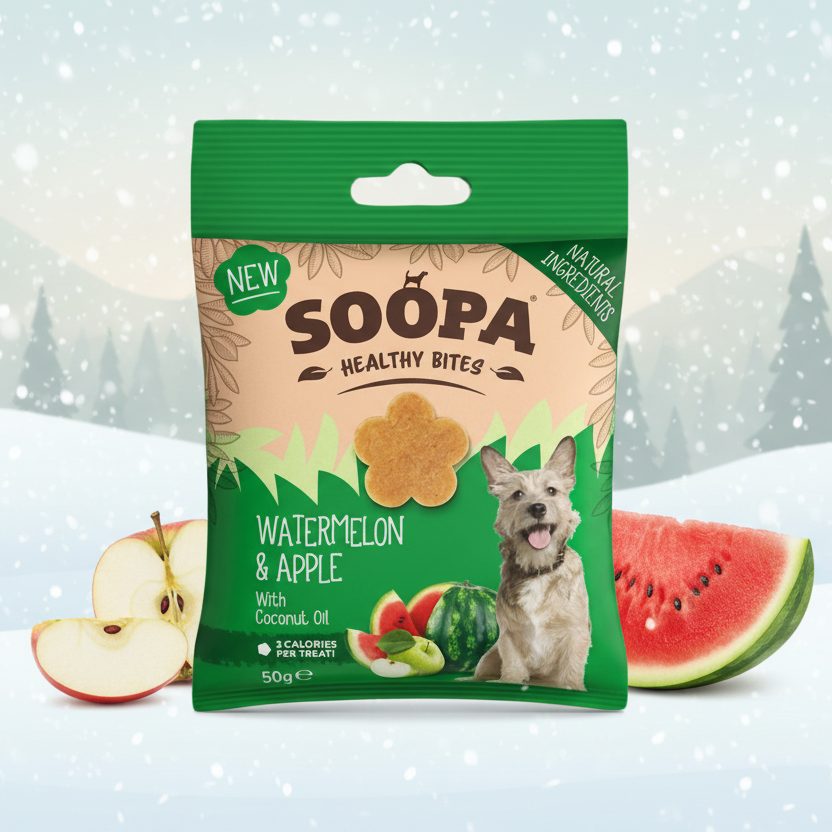 Soopa Pets Healthy Bites - vegane Hundeleckerli mit Wassermelone und Apfel (50g)