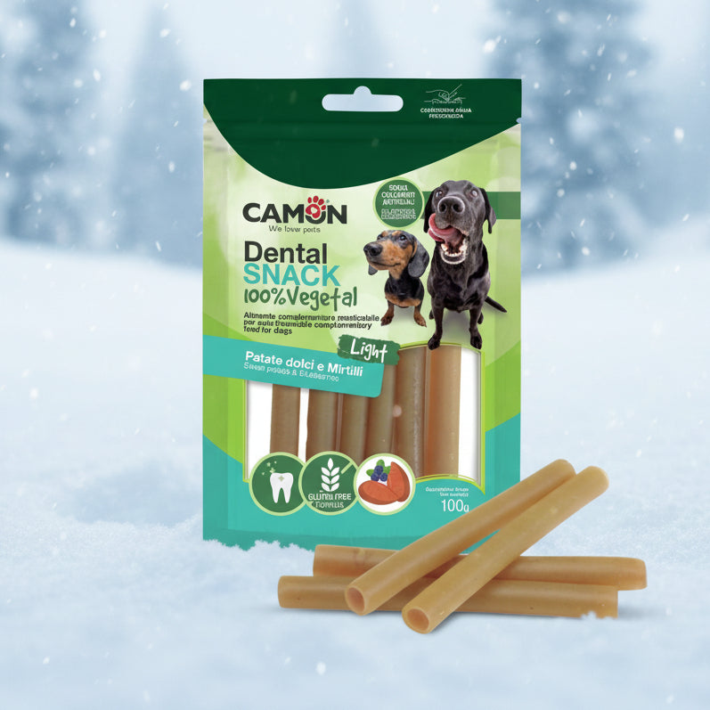 Camon Blaubeereröllchen - vegane Kausnacks mit Heidelbeere und Süßkartoffel