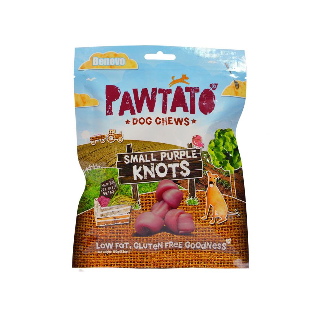 Benevo Pawtato Purple Knots - vegane Kauknochen für Hunde (150g)
