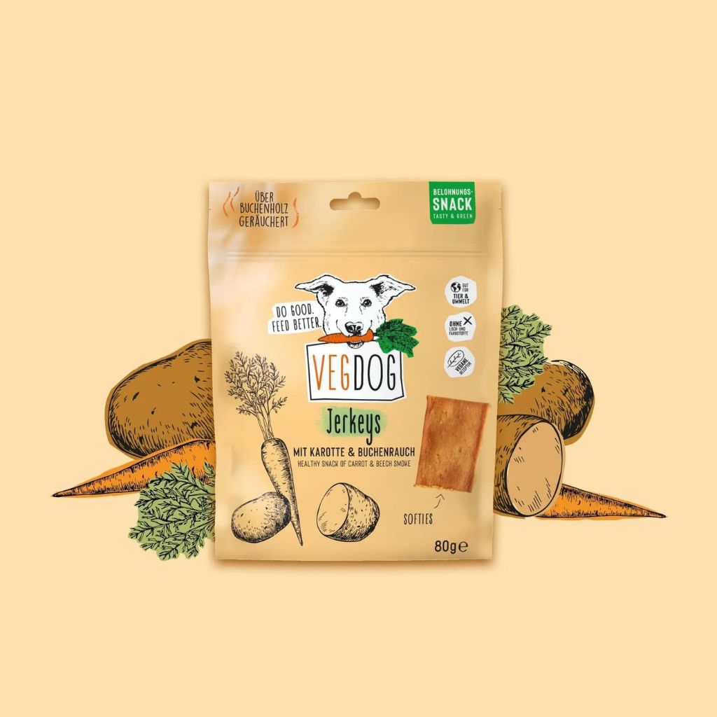 VEGDOG JERKEYS | vegane Hundeleckerli mit Karotte | Fairtails