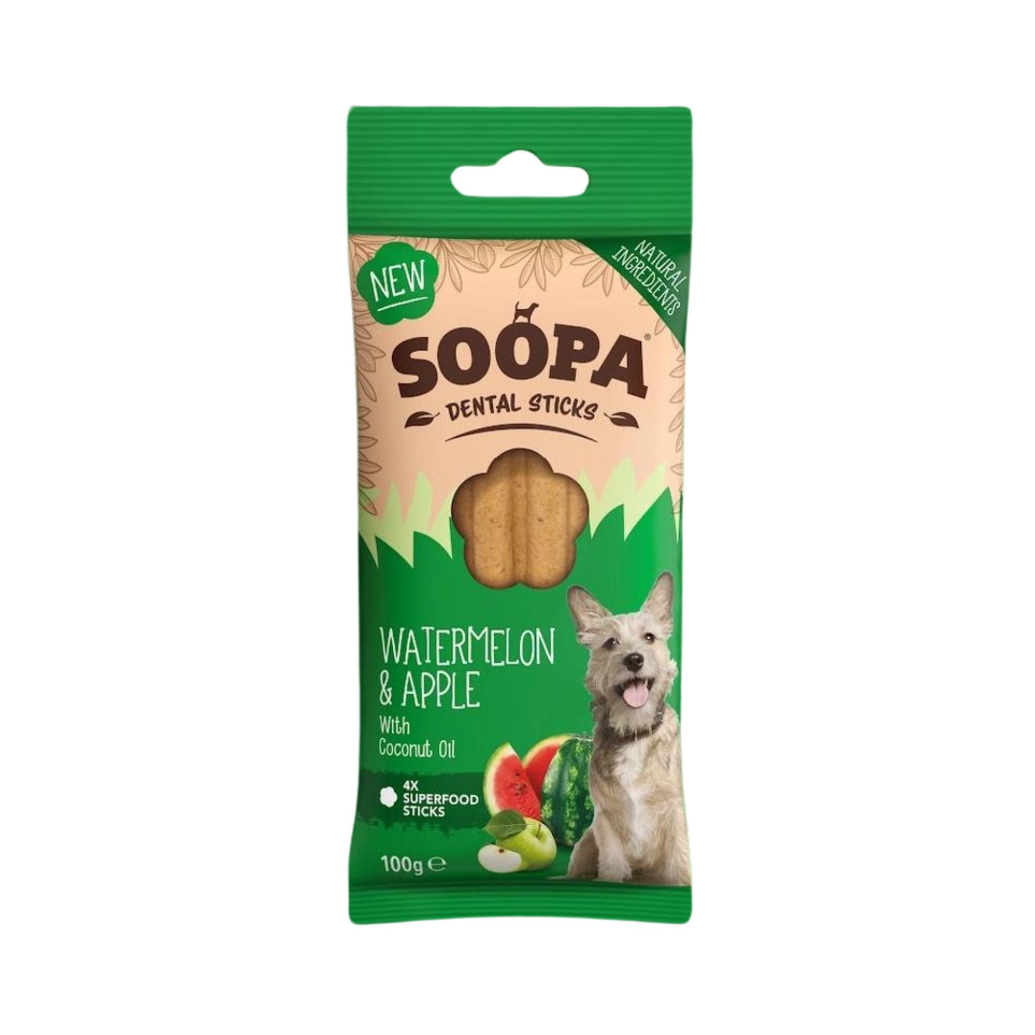 Soopa Pets Dental Sticks - vegane Kausticks mit Wassermelone und Apfel