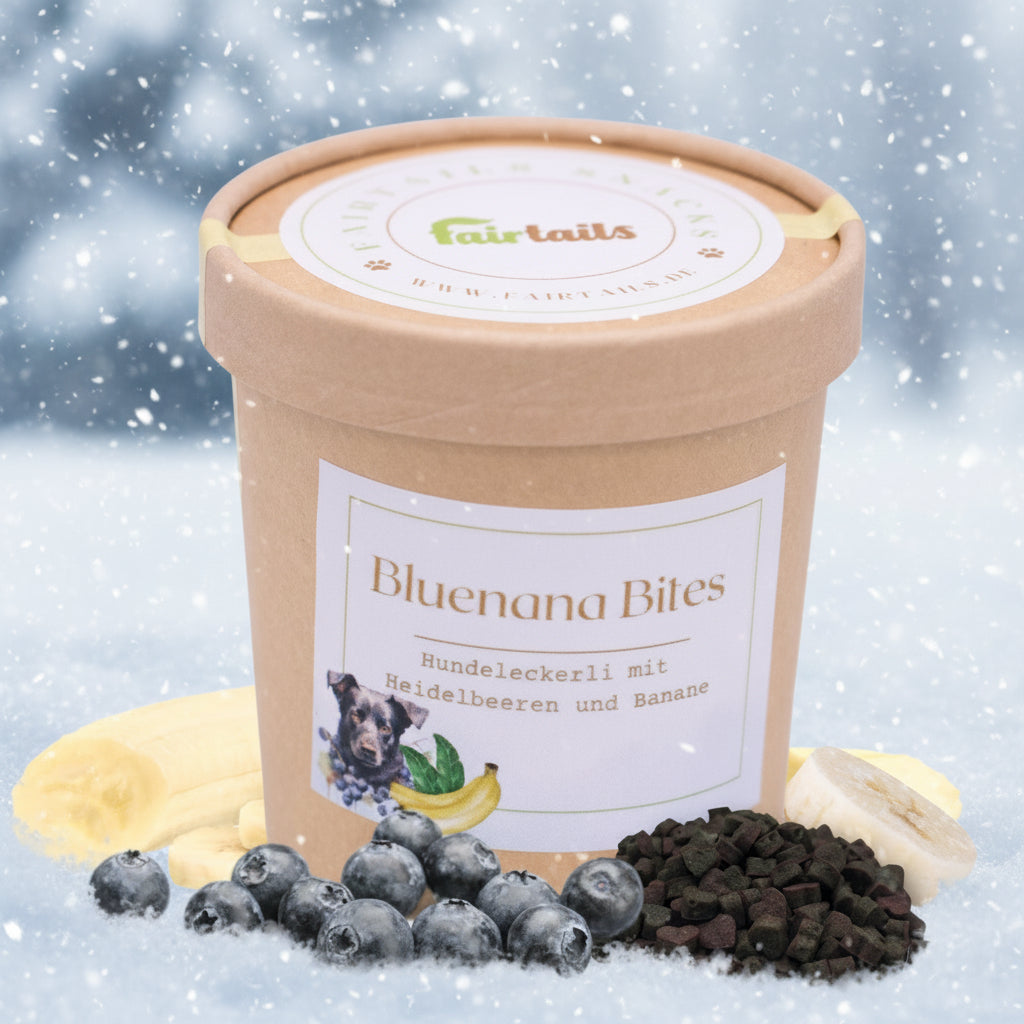 Fairtails Bluenana Bites - Vegane Hundeleckerli Heidelbeere Banane