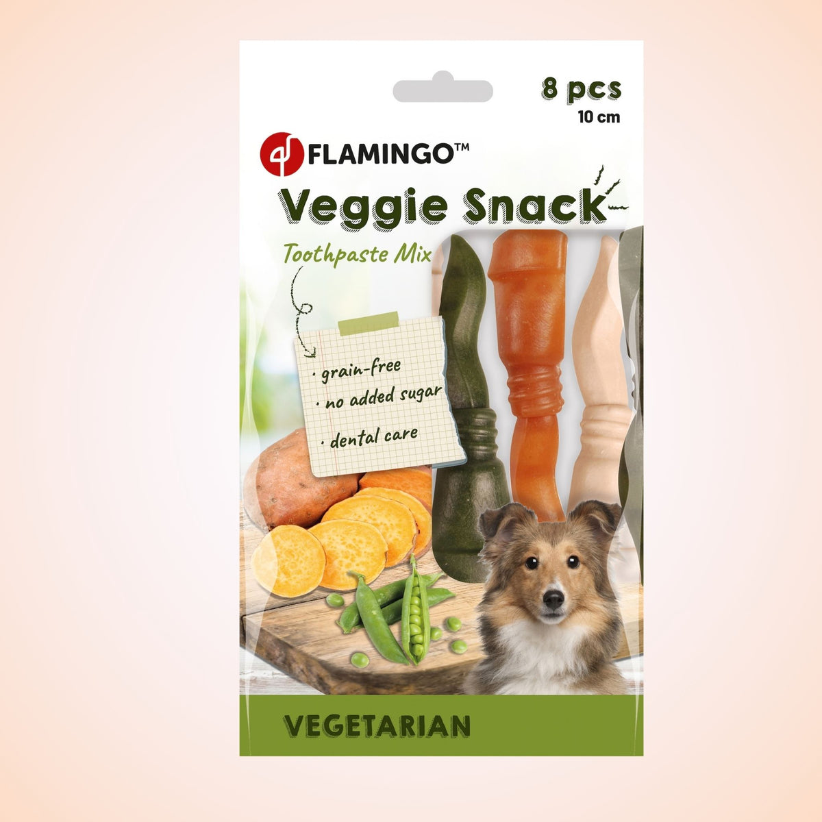 Flamingo Go Veggie Zahnpasta Sticks Medium - vegane Kausticks (8 Stück/112g)