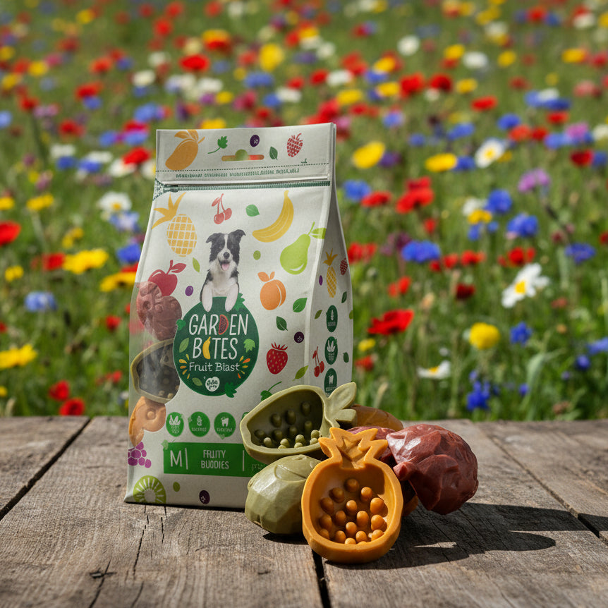 Garden Bites Fruity Buddies Medium - vegane Hundekausnacks bei Fairtails