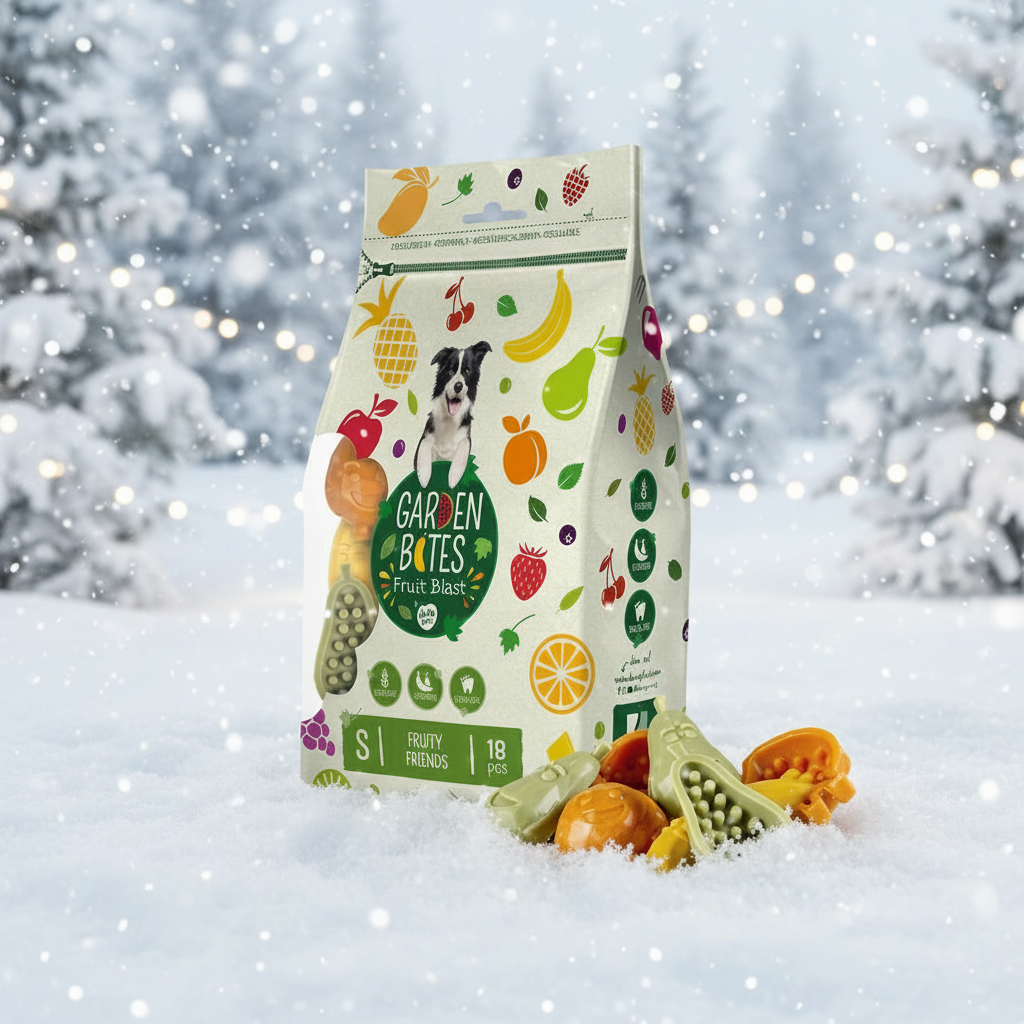 Garden Bites Fruity Friends Small - vegane, fruchtige Kauartikel (18 Stück/270g)