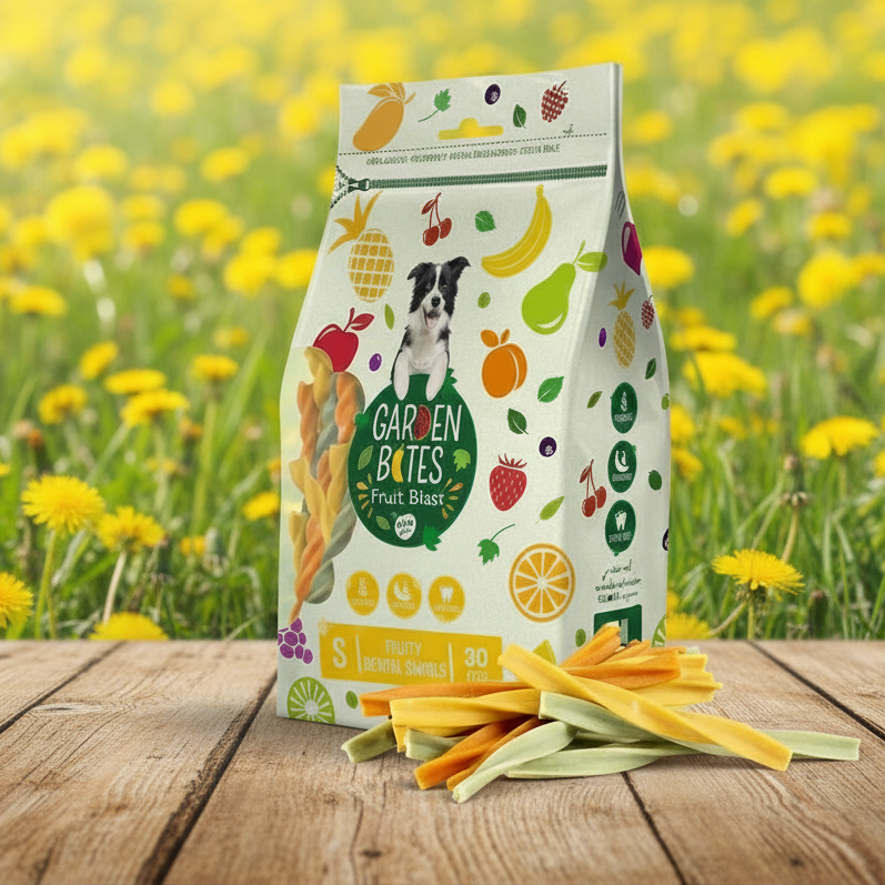 Garden Bites Fruity Dental Swirls Large - vegane Kauartikel (15 Stück/270g)