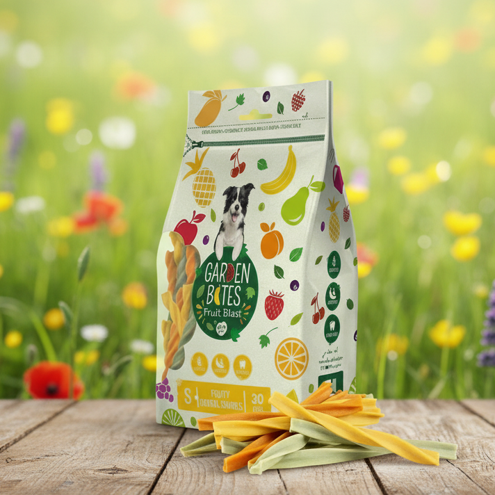 Garden Bites Fruity Dental Swirls Small - vegane fruchtige Kauartikel (30Stück/230g)