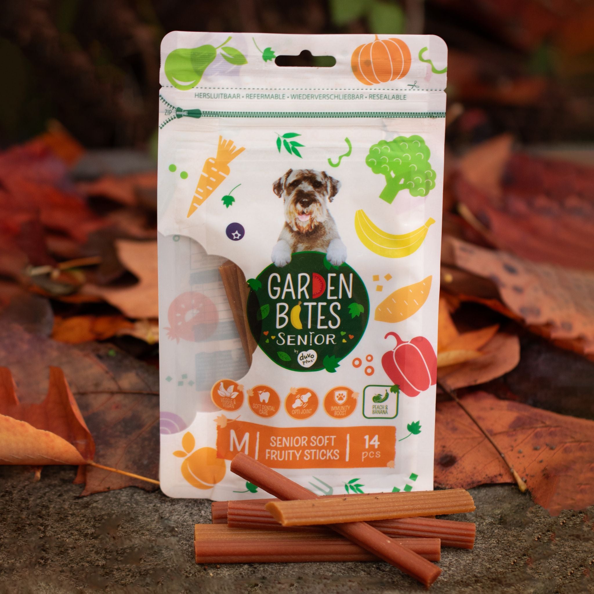 Garden Bites Soft Fruity Sticks - fruchtiger, veganer Kausnack für Senior Hunde Fairtails