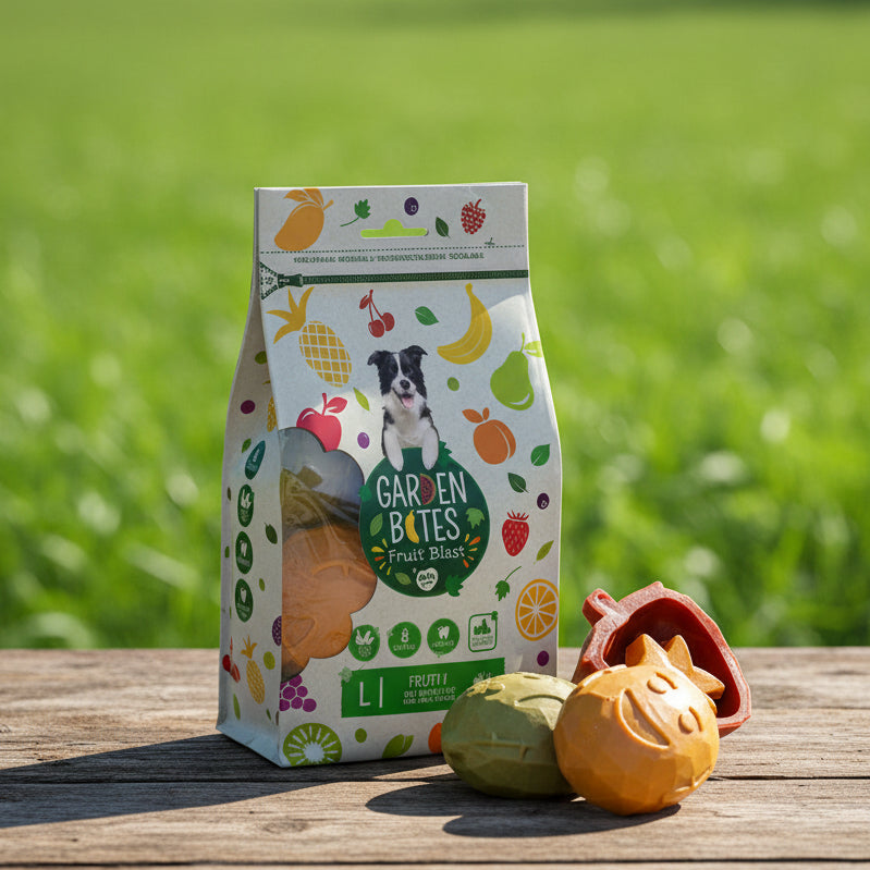 Garden Bites Fruity Buddies vegane Kauartikel Hund