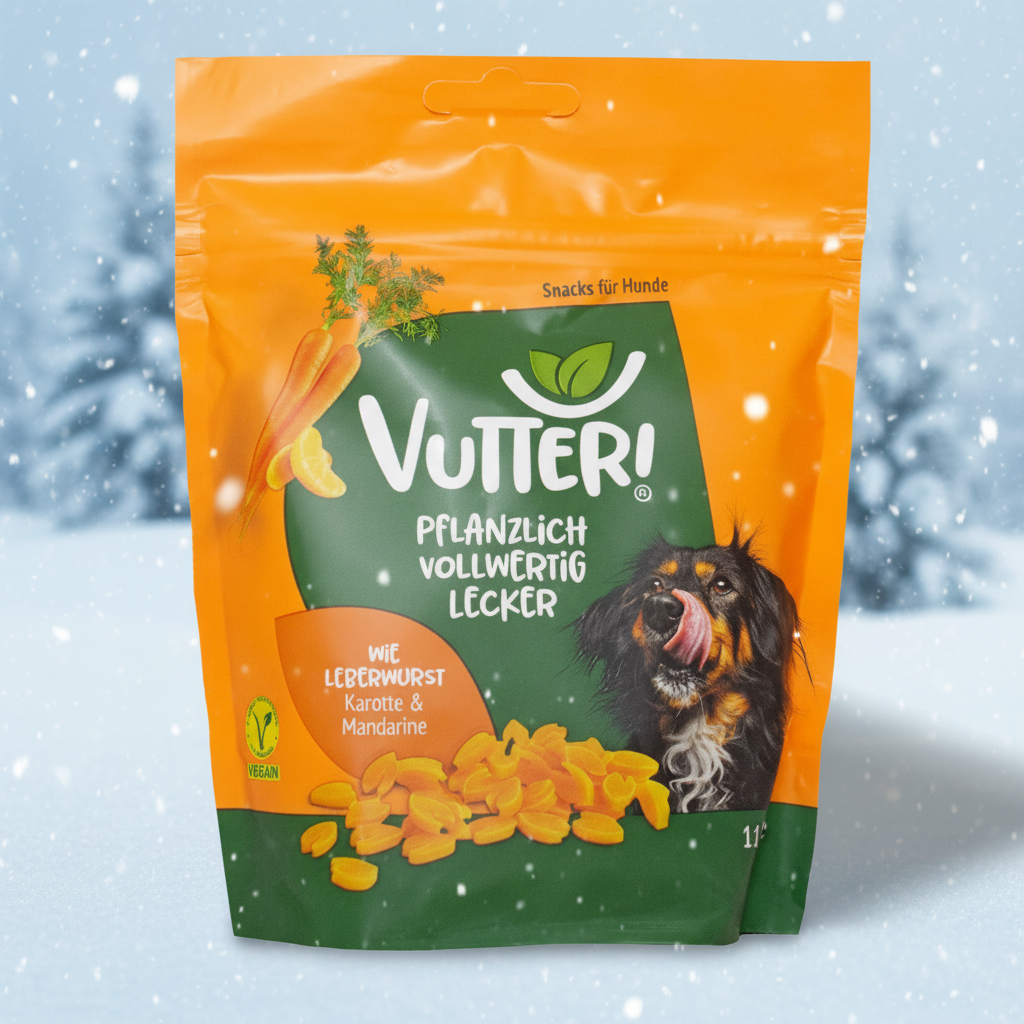 Vutter - vegane Leckerli "wie Leberwurst" mit Mandarine und Karotte