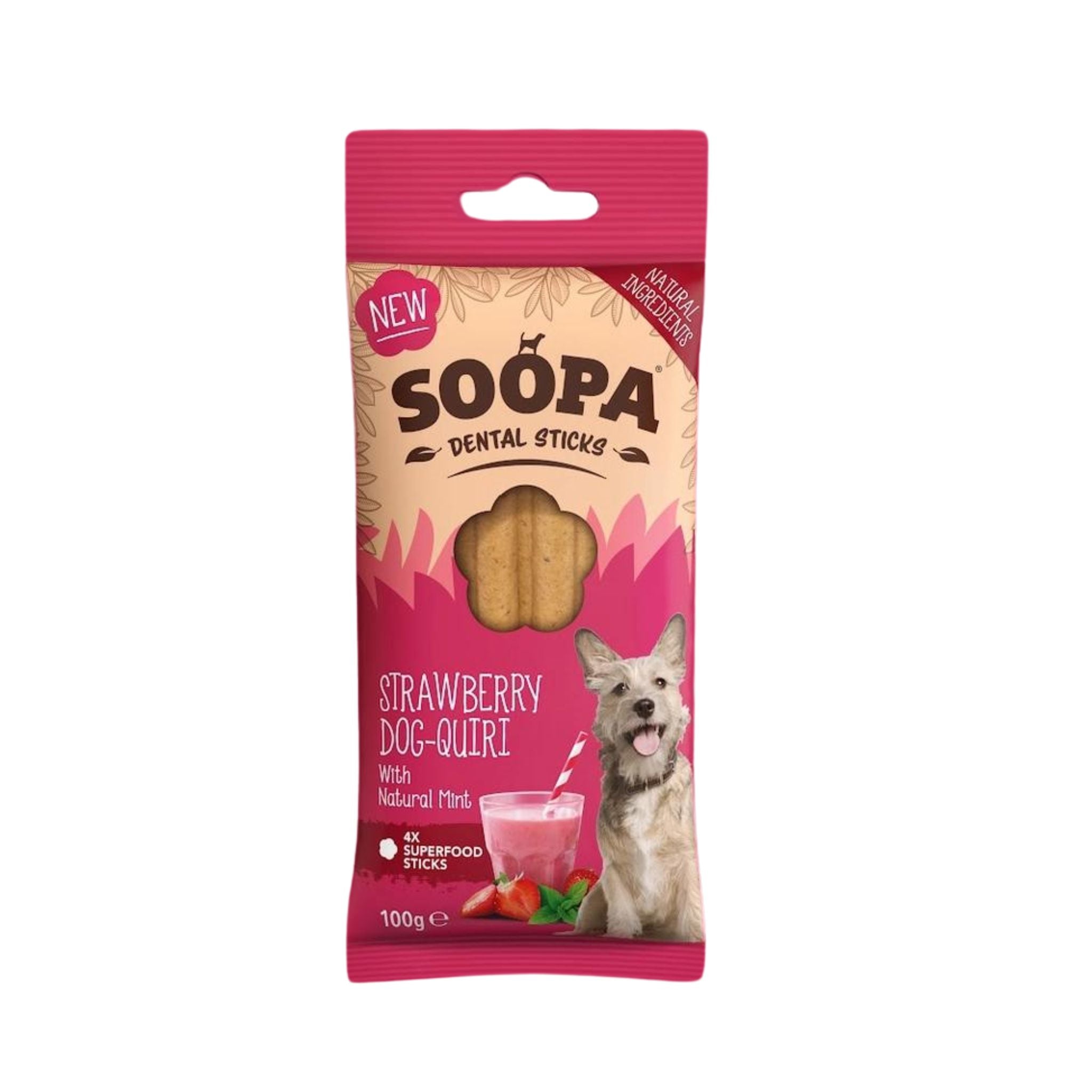 Soopa Pets Dog-Quiri Dental Sticks - vegane Kausticks mit Erdbeere und Kokos bei Fairtails