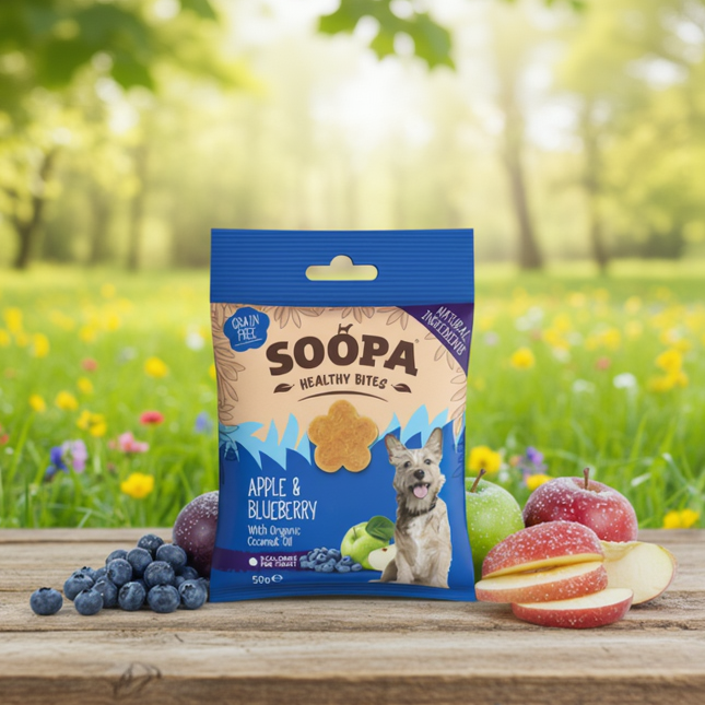 Soopa Pets Healthy Bites - vegane Hundeleckerli mit Apfel und Blaubeer