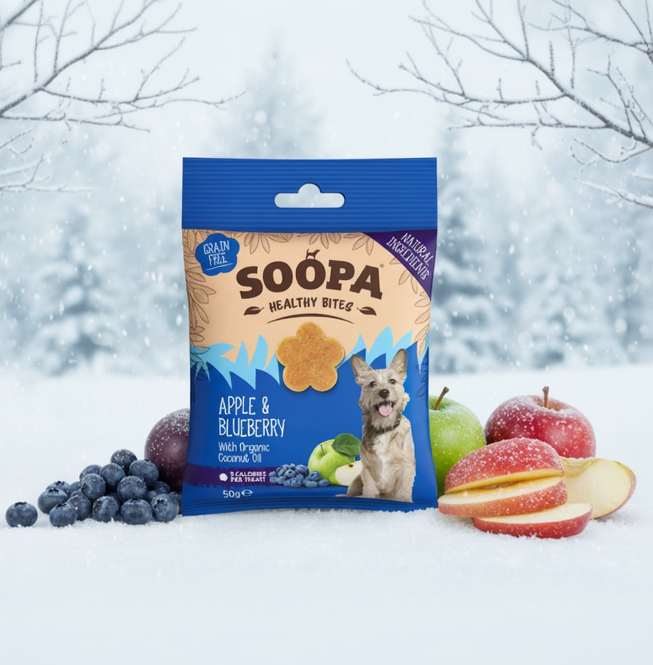 Soopa Pets Healthy Bites - vegane Hundeleckerli mit Apfel und Blaubeer