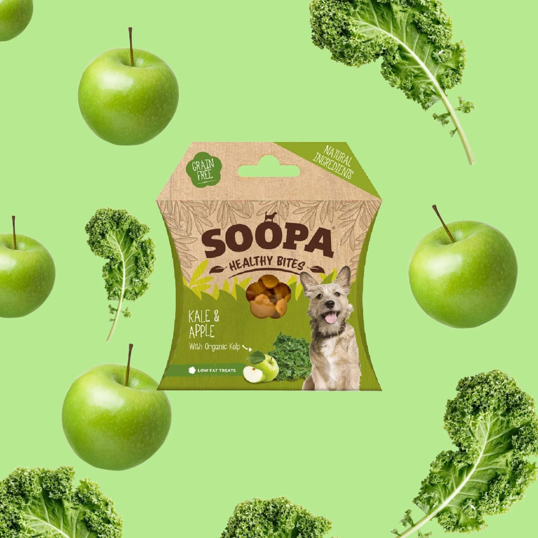 Soopa Pets Healthy Bites - vegane Hundeleckerli mit Apfel und Grünkohl 