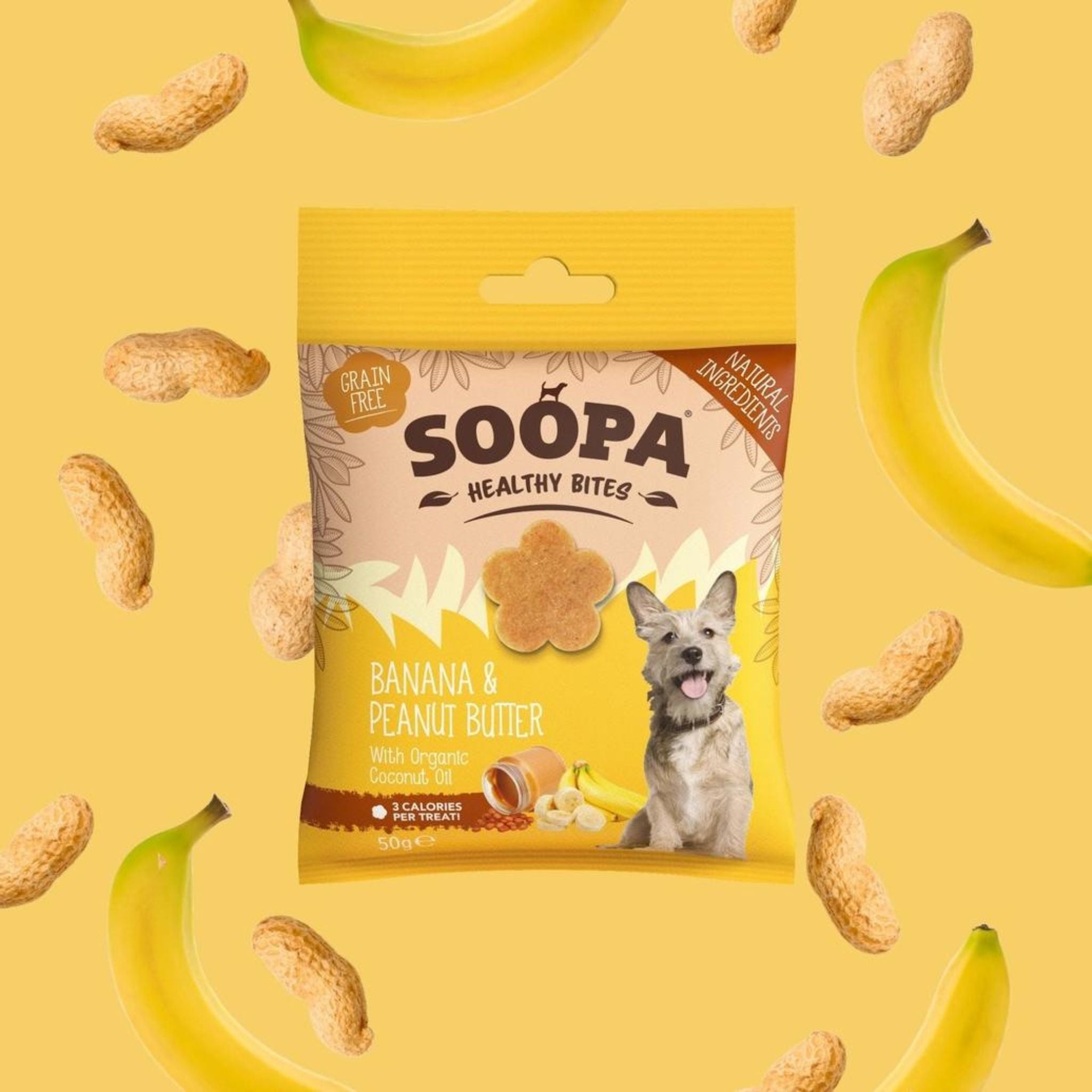 Soopa Pets Healthy Bites - vegane Hundeleckerli mit Banane und Erdnussbutter