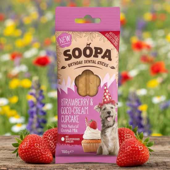 Soopa Pets Strawberry & Coco-Cream Cupcake Dental Sticks