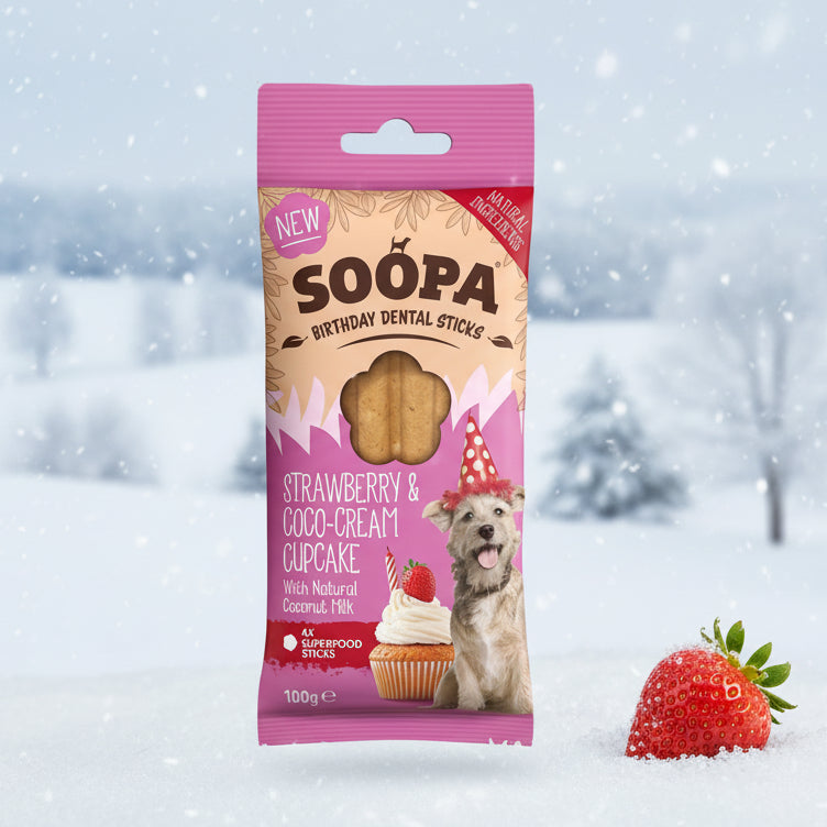 Soopa Pets Strawberry & Coco-Cream Cupcake Dental Sticks