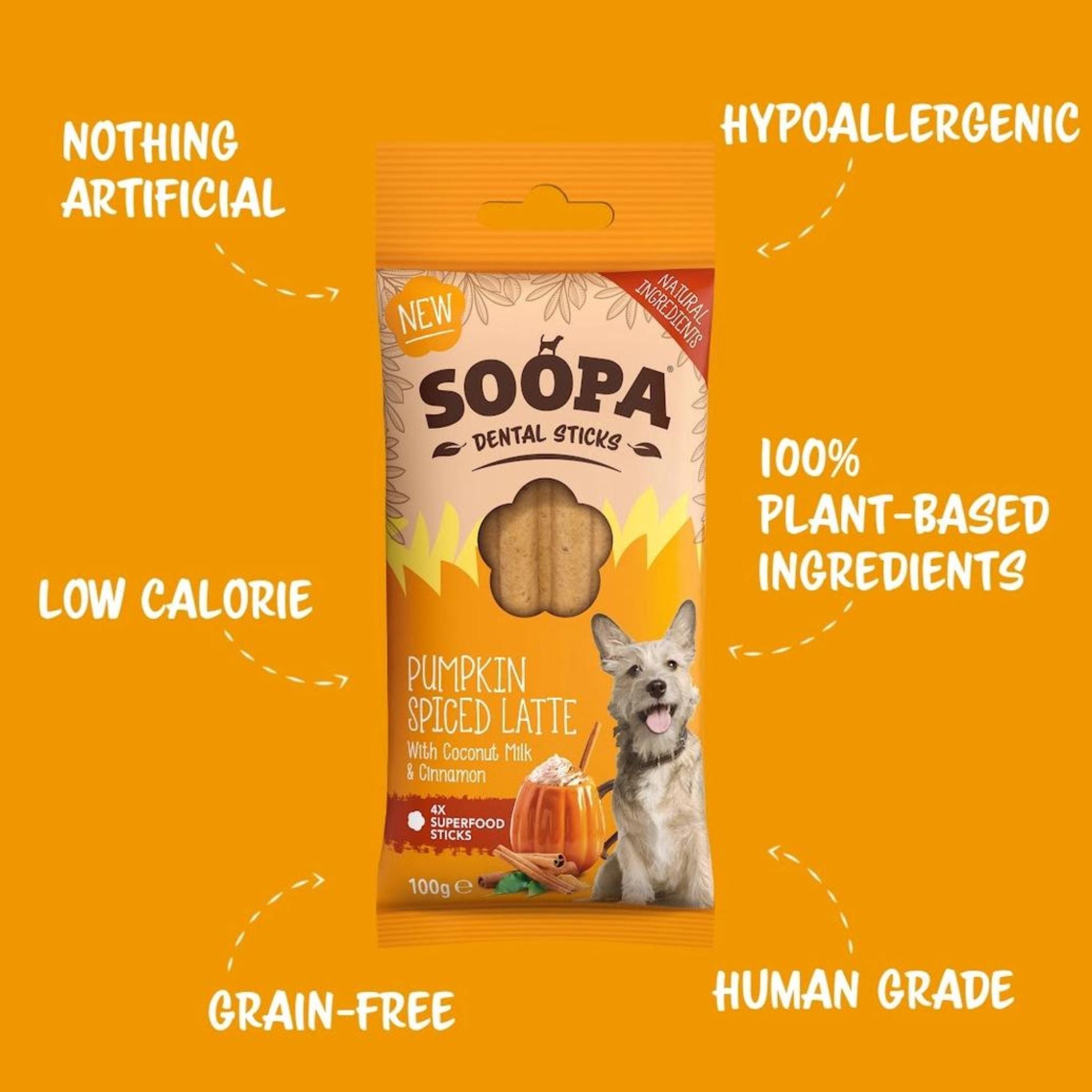 Soopa Pumpkin Spiced Latte Dental Sticks - limited Edition (100g)