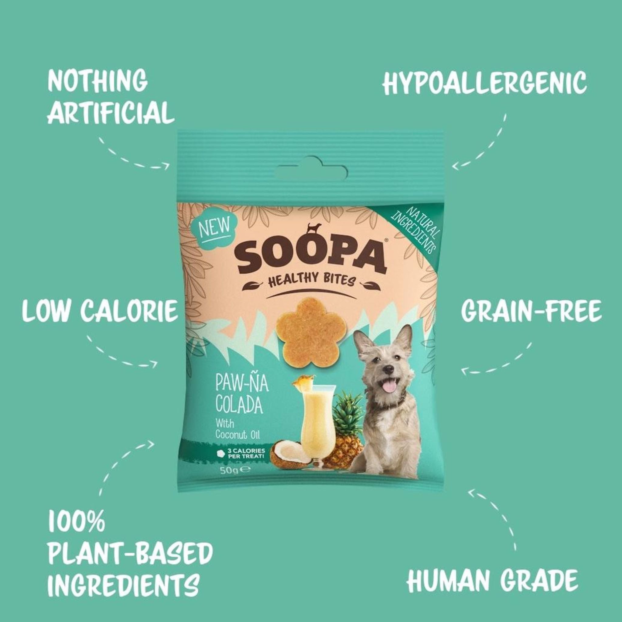 Soopa vegane Hundeleckerli mit Erdbeere Fairtails Paw-Na Colada