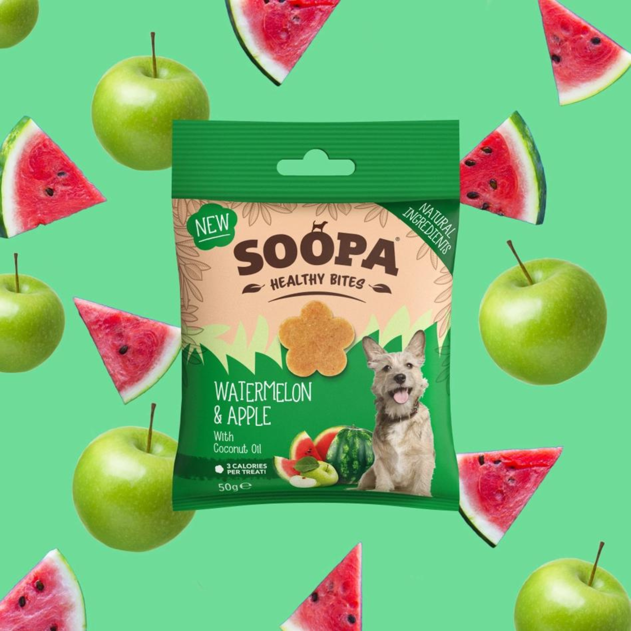 Soopa Pets Healthy Bites - vegane Hundeleckerli mit Wassermelone und Apfel bei Fairtails