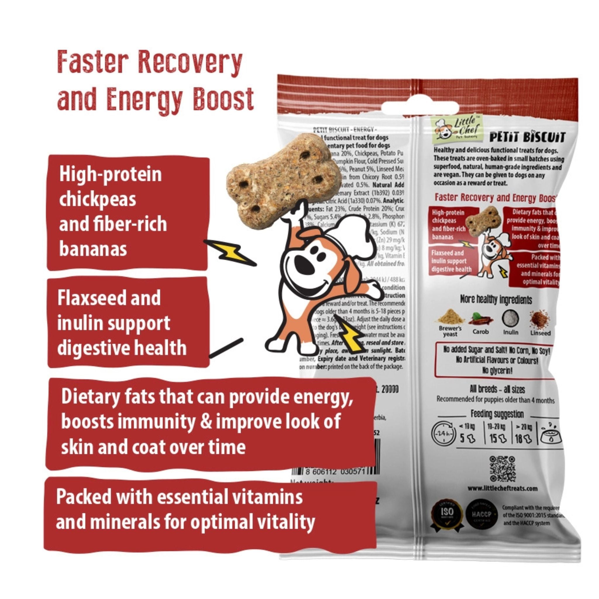 Little Chef Energy Hundekekse vegane Hundekekse mit Erdnuss, Apfel und Banane bei Fairtails