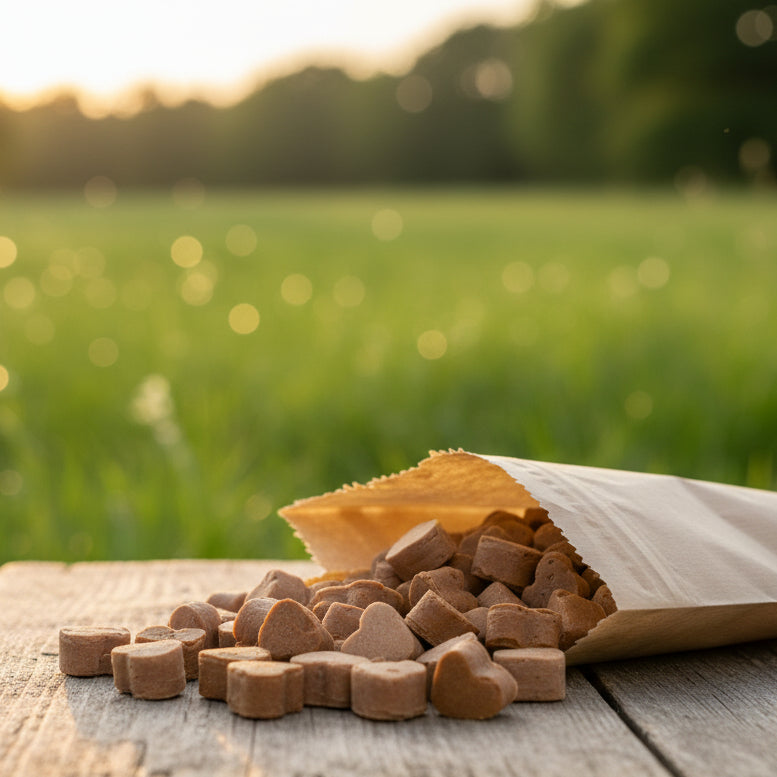 Vegane Hundeleckerli mit Mango und Himbeere - vegane Hundekekse Fairtails