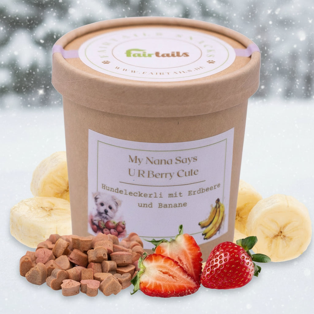 Vegane Huneleckeri aus Erdbeere und Banane bei Fairtails