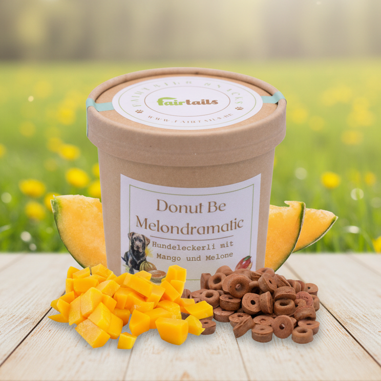 Fairtails Donut Be Melondramatic - Vegane Hundeleckerli mit Mango und Melone (100g)