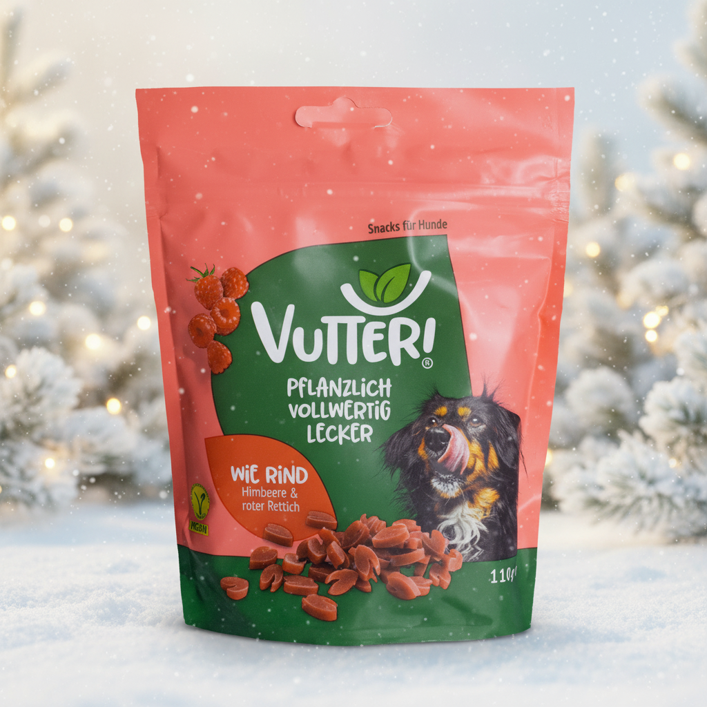 Vutter - vegane Leckerli "wie Rind" mit Himbeere und Rettich