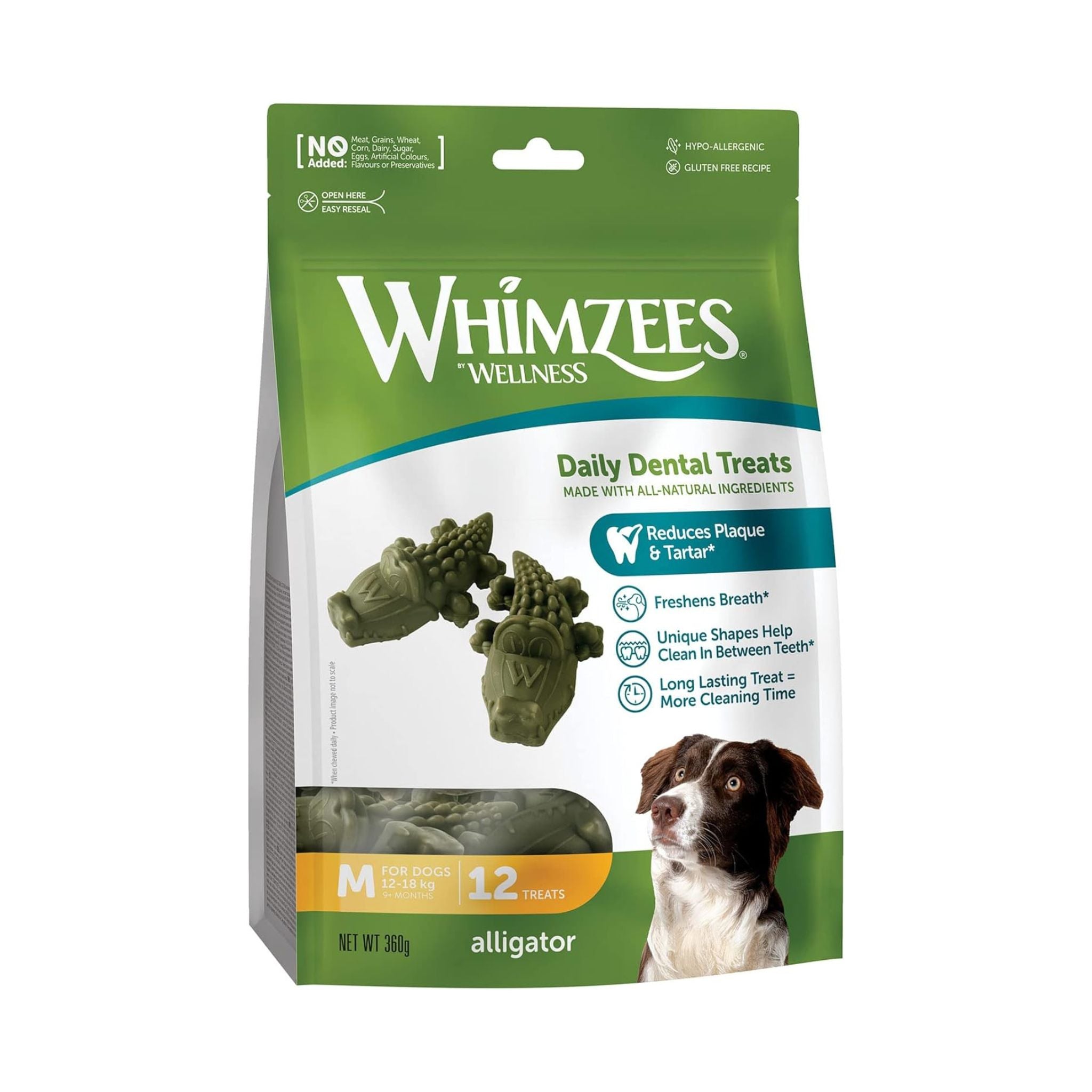 Whimzees Krokodil Veganer Kausnack für Hund, vegane Kauartikel, vegane Kauknochen für Hunde bei bei FairTails