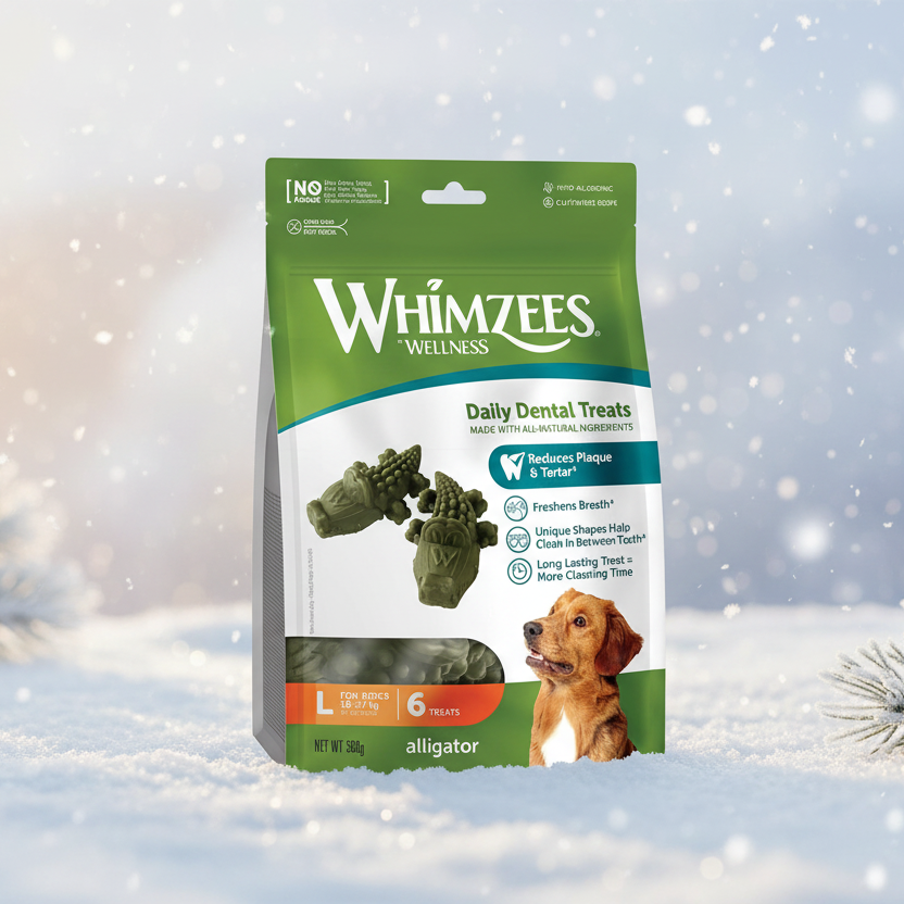 Whimzees Krokodil Large - vegane Kausnacks (6 Stück/360g)